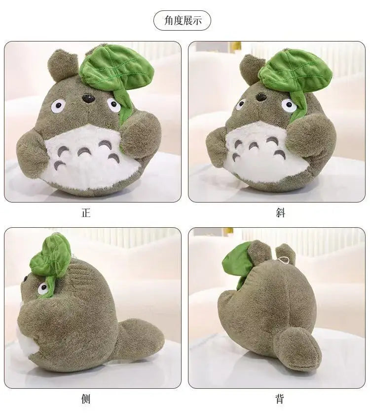 Hot Cartoon Totoro Hold Lotus Leaf Plush Toy Kawaii Japanese Style Figure Doll Stuffed Chinchilla Plushies Birthday Gifts Girl