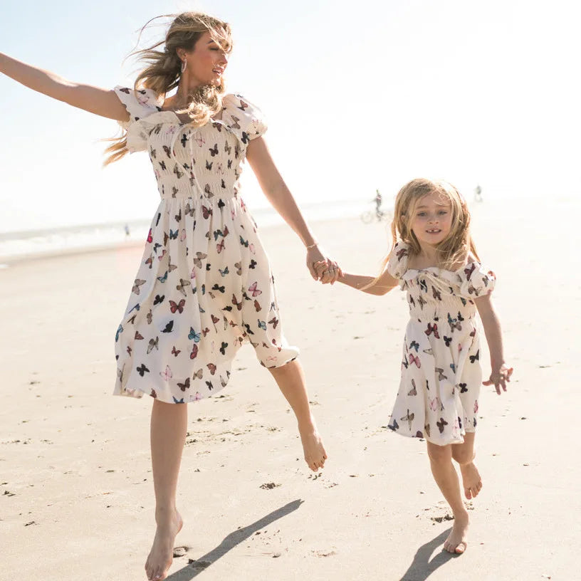 Summer Long Dress Robe Femme Casual Family Matching Outfits Boho Children's Clothing Beach Mother Daughter Dress Vestidos