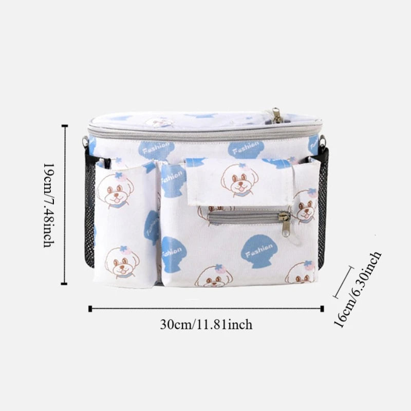 Multifunction Baby Pram Organizer Oxford Cloth Waterproof Baby Stroller Hanging Bag Diaper Bottle Storage Large-capacity