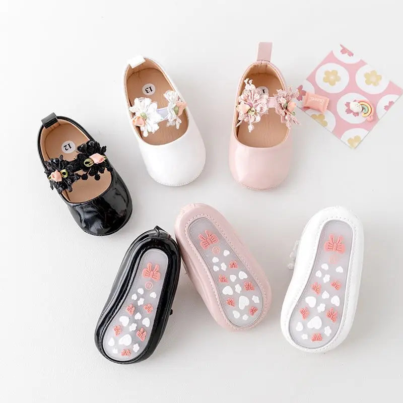 2025 Spring and Summer Baby Girl Shoes High Quality PU and TPR Anti-slip Sole Beautiful Flower Mary Jane Style Fashion Sandal