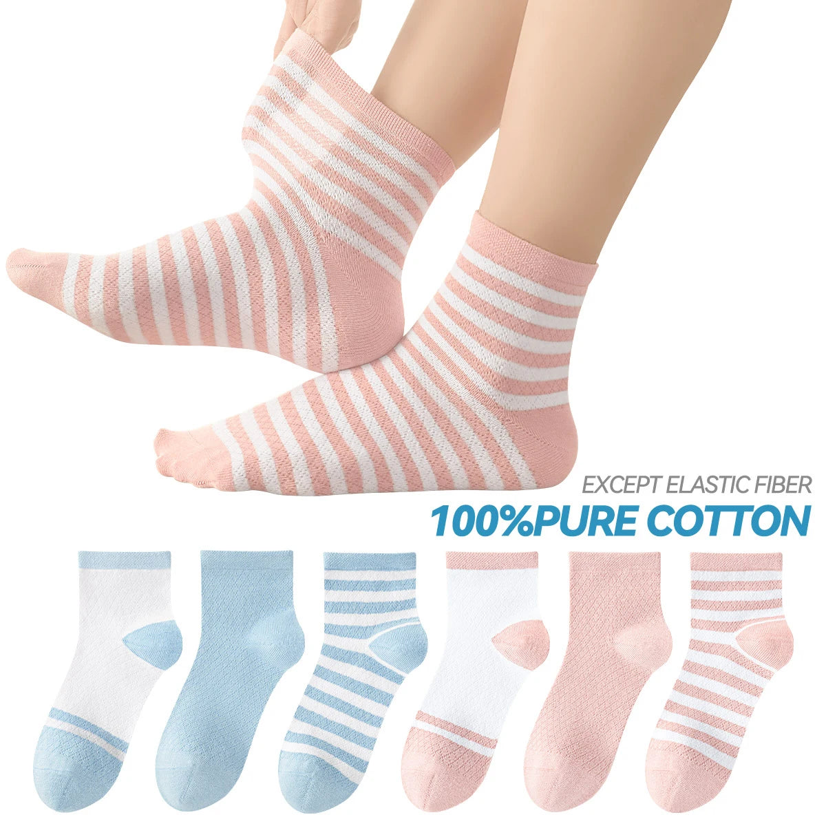 Children's Summer Mesh Colorful Socks: Pure Cotton, Sweat-Absorbent, Breathable, Seamless Stitching, for Boys and Girls, School