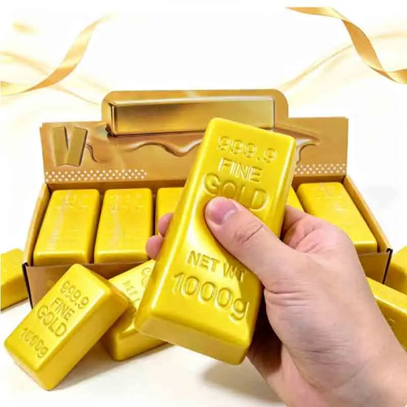 Simulated Gold Brick Slow‑Rebound Stress Relief Tool, Realistic Squishy Gold Bar Shape, Sensory Pressure Release, Anti‑Anxiety,