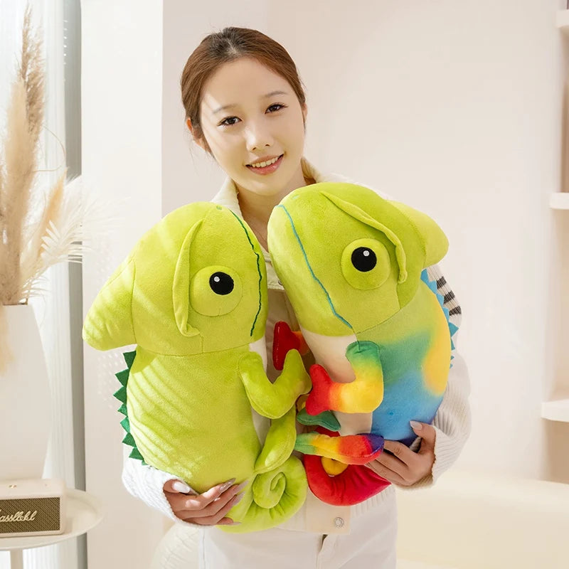 Hot 2026 New Cute Chameleon Plush Toys Stuffed Chubby Cartoon Crawling Lizard Doll Warm Soft Home Throw Pillow Funny Kids Gift
