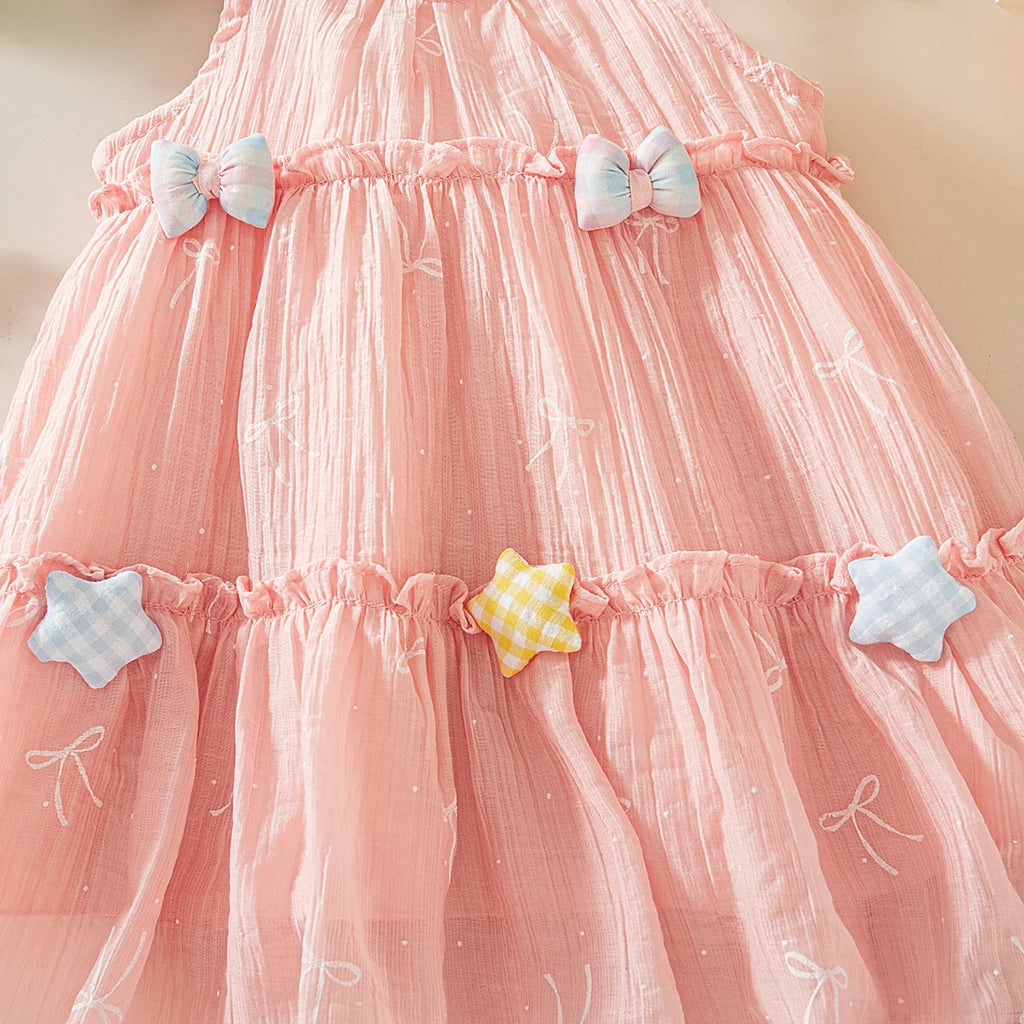 Casual Baby Clothes Korean Style Sweet Pink Baby Girl Suspender Dress Summer Birthday Party Gift Toddler Princess Dress