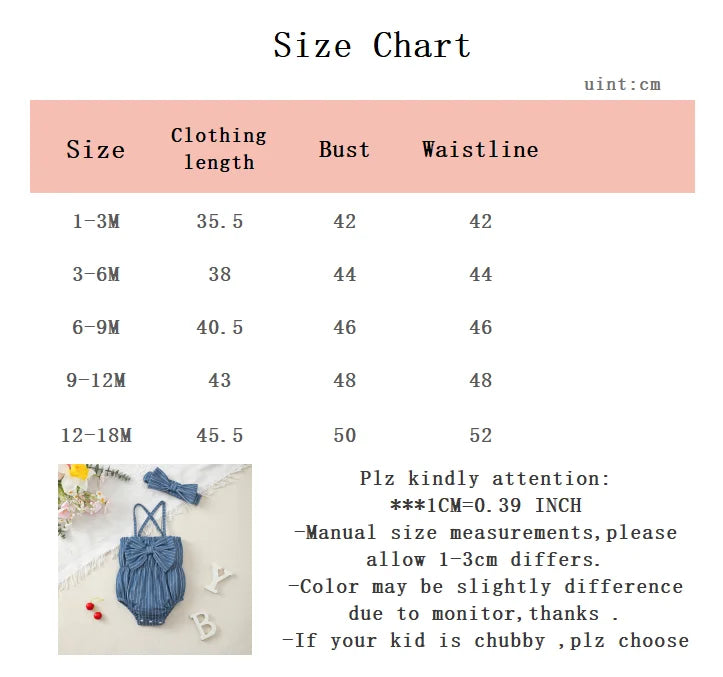 Newborn Children Baby girl Jumpsuit Blue Suspender Bow Stripe Summer Jumpsuit 0-18 Months Baby Girl Crawling Suit Baby Clothes