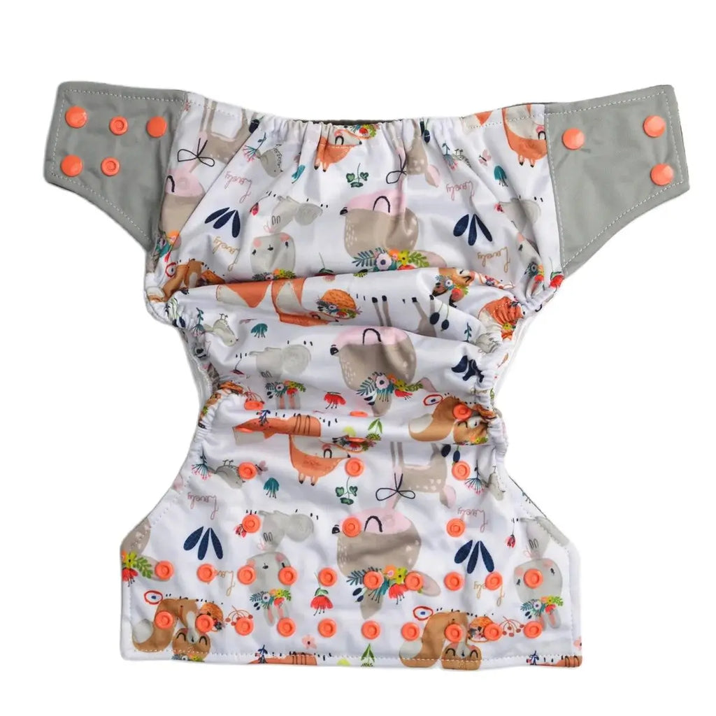 1 Baby Cloth Diaper Nappy Washable Reusable Double Gusset Bamboo Charcoal 3-15kg 8-36lbs NO INSERTS