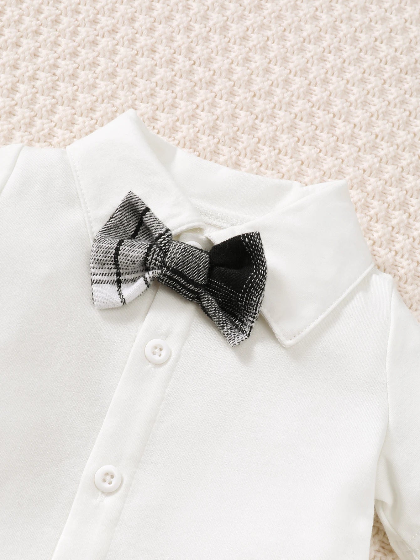4pcs Baby Boys' Little Gentleman Set Lapel Top+Black White Checkered Vest+Shorts+ Hat Set for 0-3 Year Baby Boys' Party Costumes