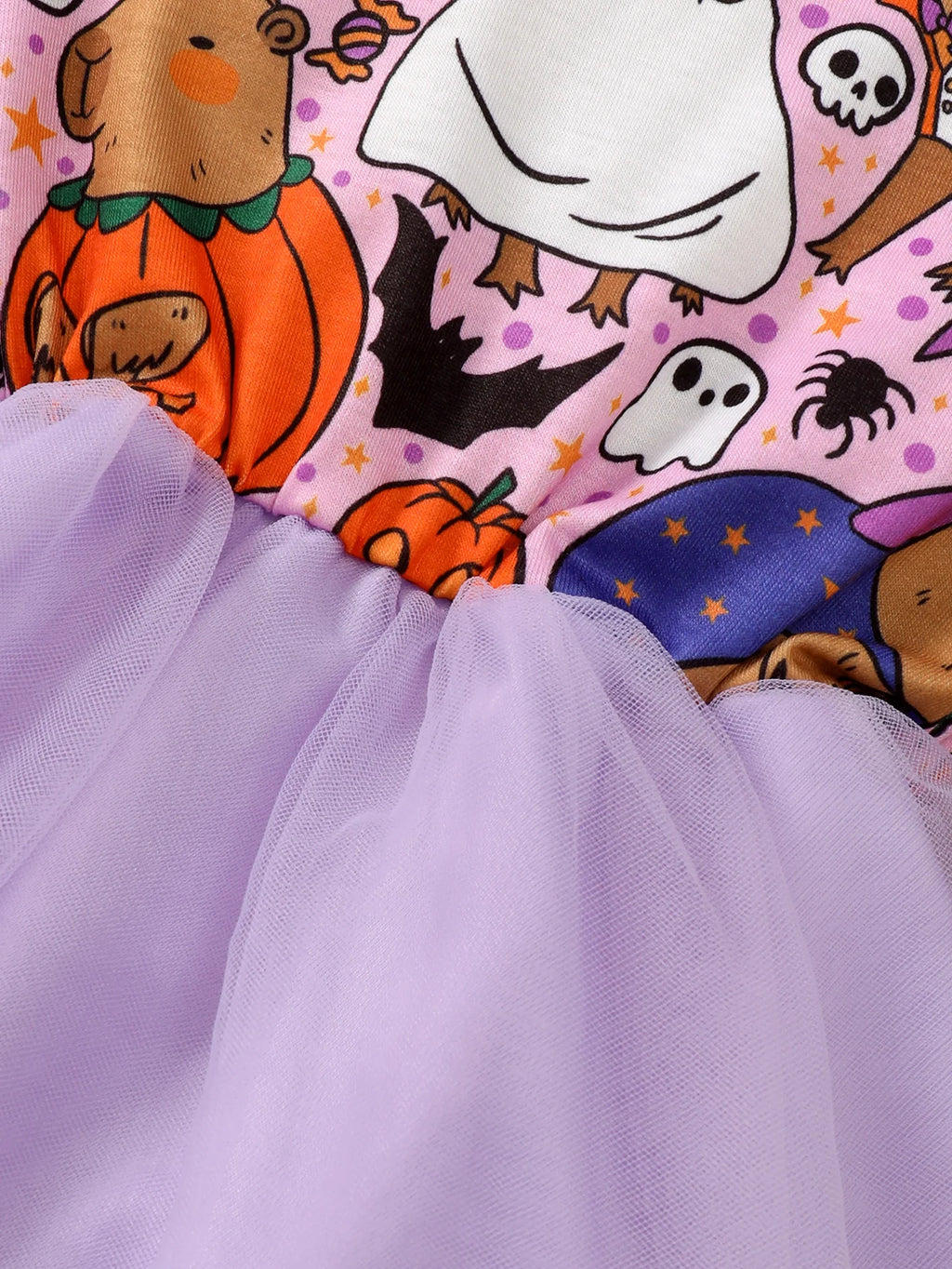 0-3 Year Girl Halloween Dress Round neck Cartoon Halloween Element  Tulle Long sleeved Dress Girl Halloween Party  Dress