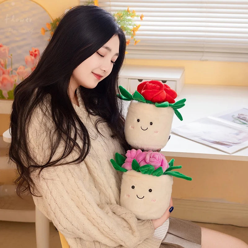 Hot 1pc 20cm Artificial Flower Plush Toy Green Plants Bloom Cactus Sunflower Soft Dolls Girls Boys Kawaii Xmas Gift Home Decor