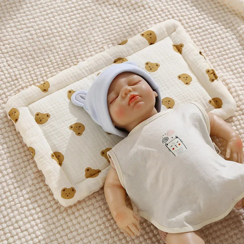 Baby Pillow 0-12 Months Baby Bean Velvet Pillow Cushion Four Seasons General Cotton Gauze Breathable Infant Pillow