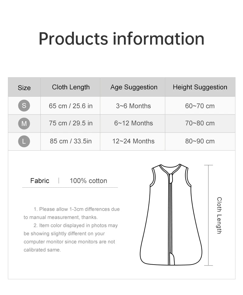 0-24 Months Baby Sleeping Bag Summer Thin Layer Sleep Sacks 0.5Tog One-Piece Sleepwear Beige Wheat Printed Anti-Kick Blanket