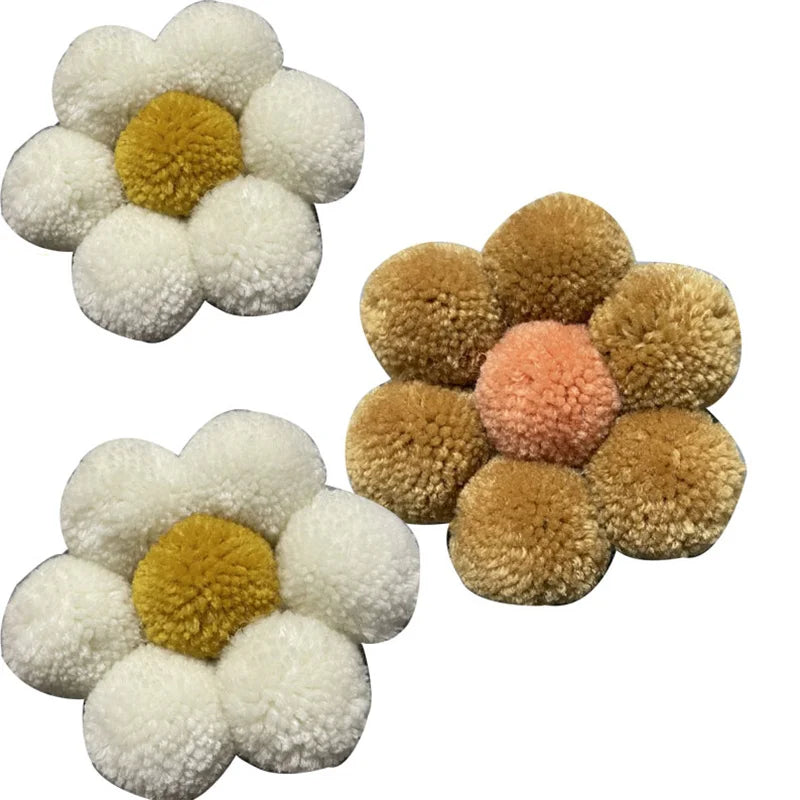 Ins Boho Macrame Daisy Flower Pompom Wall Decor 12 Piece Pink Set for Kids Room Nursery