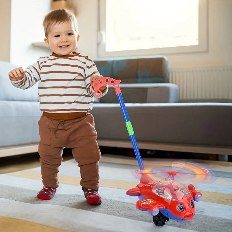 Interactive Baby Walker Toy With Push Handle For Toddlers Detachable Plane Car Design