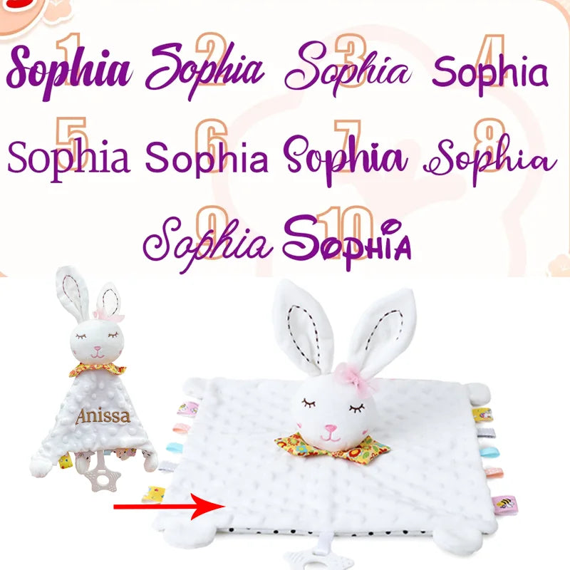 Personalized Newborn Baby Blanket with Name Custom Dot Minky Stroller Swaddle Set Security Towel Baby Shower Gift for Infant Boy