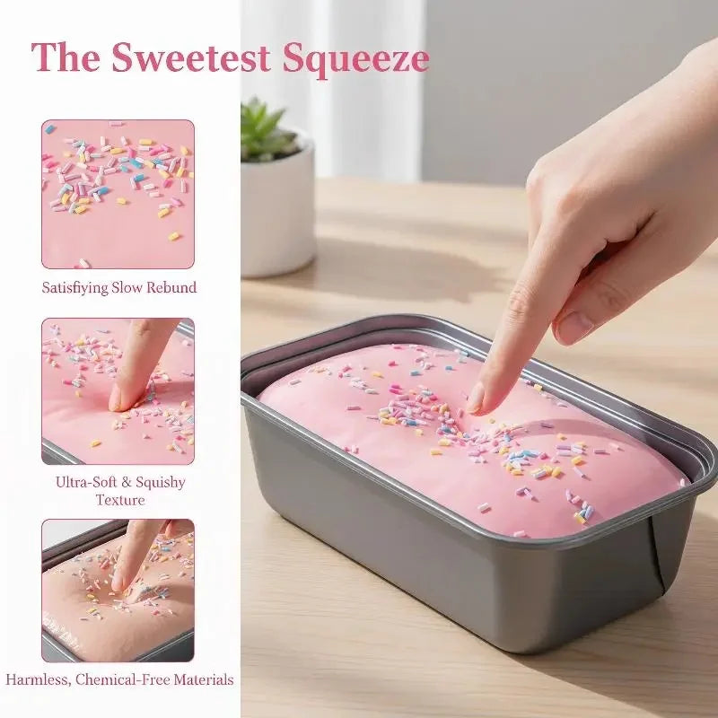 Box Cake Squishy Ornament, Slow Rising Soft Squeeze Decor, Stress Relief Hand Kneading Desktop Ornament for Party & Daily Use
