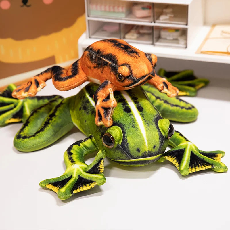 Simulation Cute Green Yellow Frog Plush Toy Super Soft Stuffed Animal Realistic Fun Frog Doll Baby Toys Gift Toy For Kid Girl