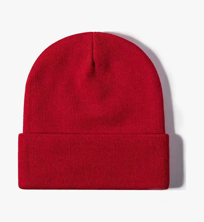 Solid Color Knitted  Plain Cold Hat Rolled Edge Customizable VersatileLOGOMen's and Women's Casual Versatile  Warm Knitted Hat
