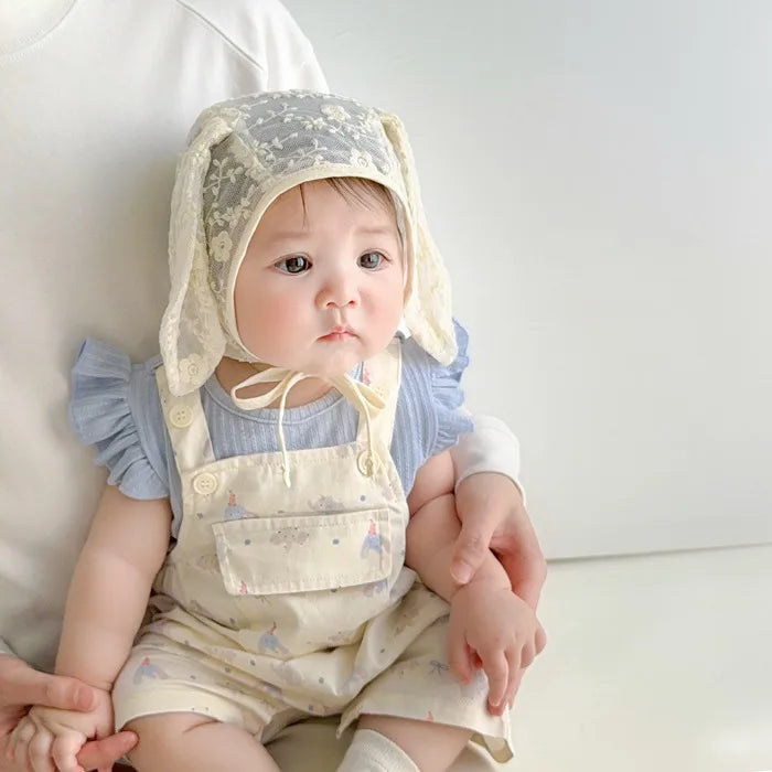 Baby Girl Lace Hat Newborn Photography Props Rabbit Bunny  Cap Baby Photo Studio Beanie Cap