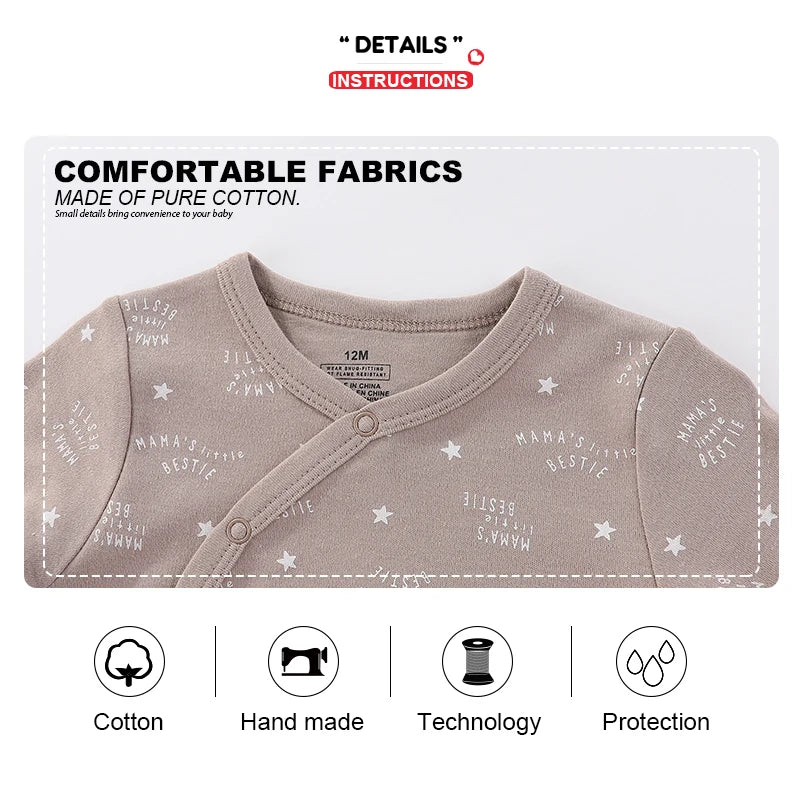 Kiddiezoom 3 Pcs/Lot Autumn Winter Fashion Unisex Long Sleeve Casual Soft Comfort Baby Boy Girl Romper Newborn Shower Gifts