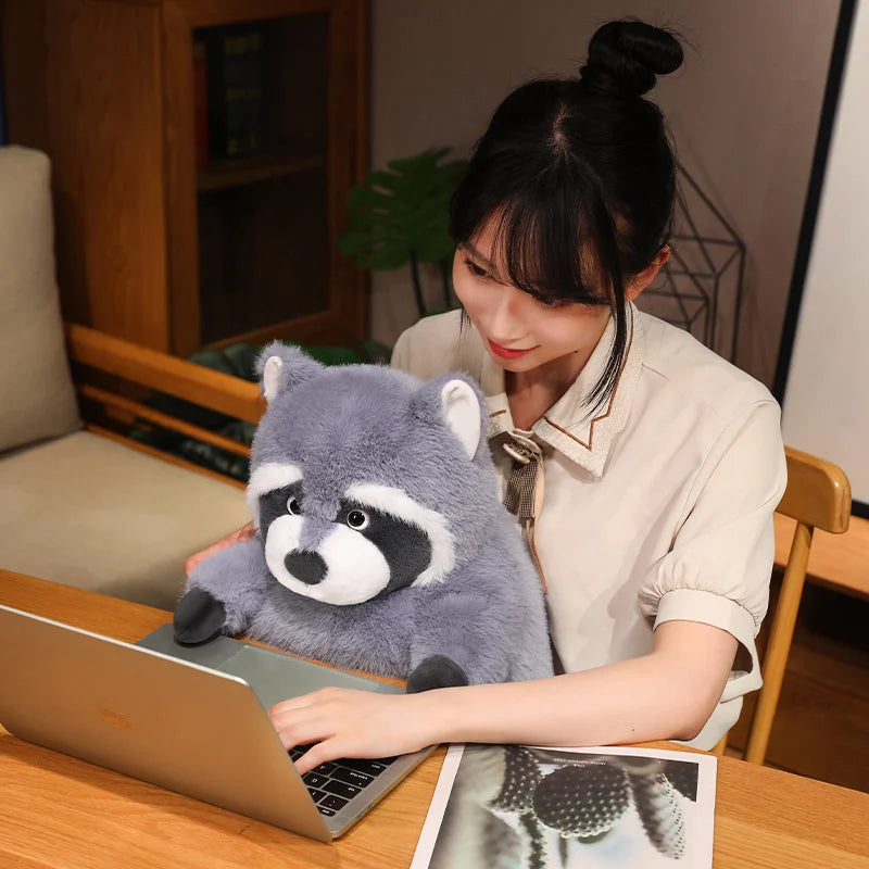 Artificial Fat Raccoon Plush Doll Grey Round Raccoon Animal Plush Toy Super Soft Christmas Gift For Boys And Girls