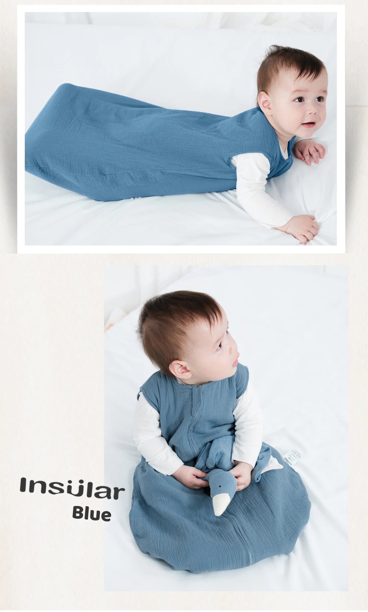 Baby Sleeping Bag Newborn Swaddle Sleeveless Sleep Sack Summer Thin Premium Muslin Cotton Soft 2-Ways Zipper Easy Diaper Changes