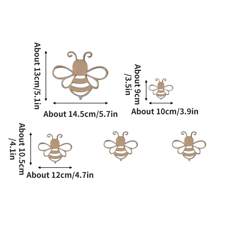 Ins Nordic Style Cute Bee Set - Suitable for Boys and Girls' Rooms, Offices, Dormitories, Christmas, Halloween, Thanksgiving - Irregular Shape, Bee Pattern, Anime-Themed Playful Art Decoration Style Home Wall Wooden Decoratio