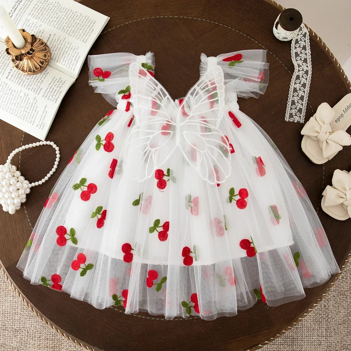 Girls' Dress Summer Lace Floral Print Cute Princess Baby Girl Dress Adorable Wedding Flower Girl Outfit
