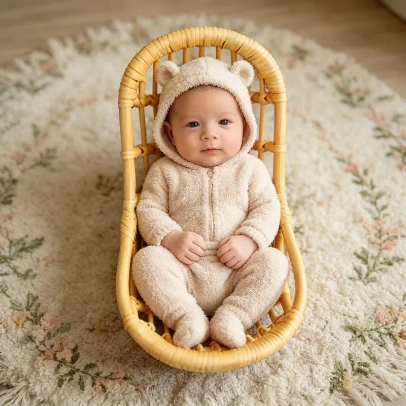 1pc Rattan Baby Bed Chair Round Sleeping Basket Newborn Photo Prop Studio Shooting Essential Infant Photography Accessory Supply