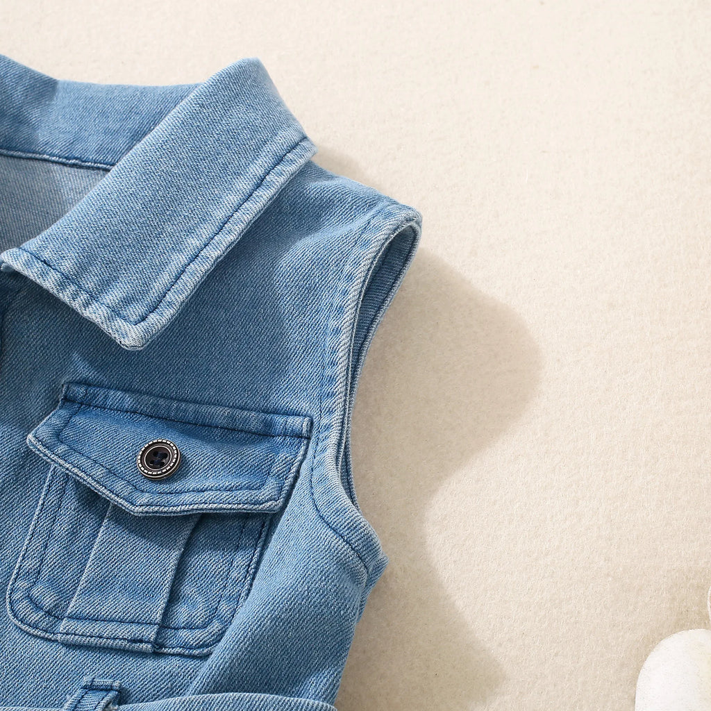 Summer baby girl denim sleeveless dress sweet and cute