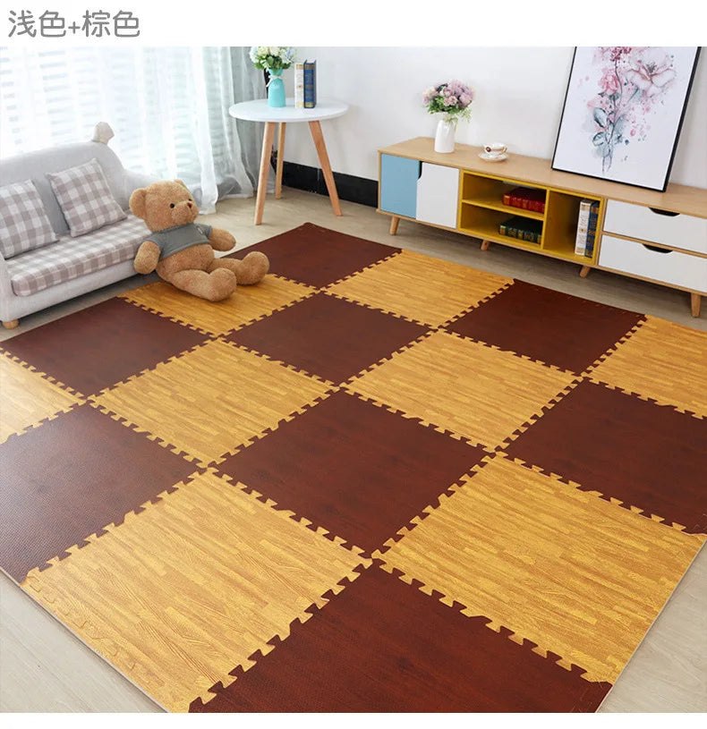 Baby EVA Foam Play Gym Puzzle Mats Wooden Interlocking Exercise Tiles Crawling Carpet And Rug for Kids Game Activity Soft Floor