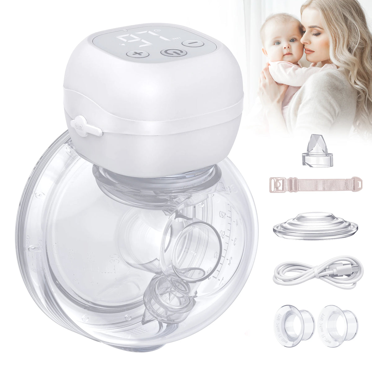 Hands Free Electric Breast Pump 3 Modes 12 Levels With 17 19 21 24 Mm Flanges Bpa Free