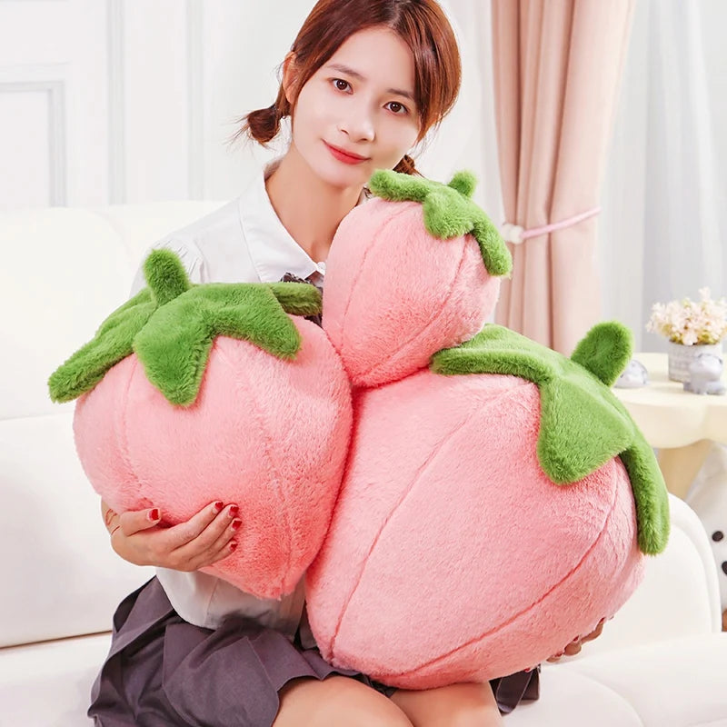 1pc 23/35cm Strawberry Pillow Plush Toy Handmade Doll Cartoon Anime Cute Cushion Home Decoration Children's Birthday Gift Toy
