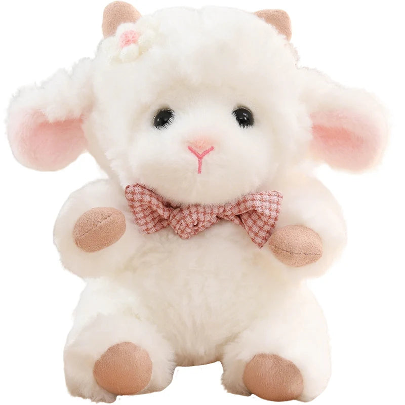 Nice 1pc 23cm Cute White Sheep Plush Toy With Pink Ears And Removable Apron Soft Stuffed Lamb Doll For Girls Birthday Gift