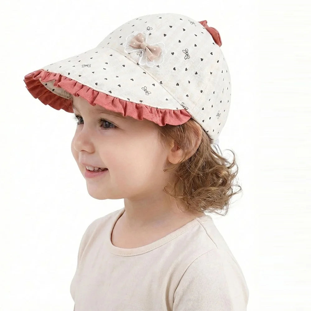 New Panama Summer Bowknot Baby Sun Hat for Girls Wave Big Brim Toddler Bucket Hats Baby Beach Sun Hat Kids UV Protection Cap