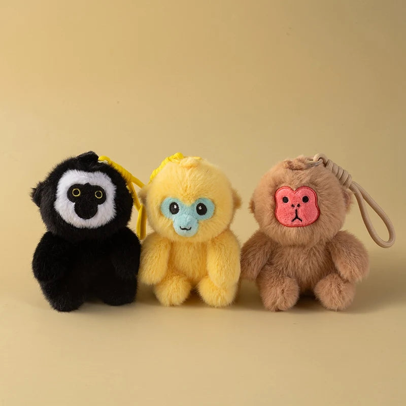 Golden Monkey Plush Toy Keychain Holder White-Faced Saki Pendant Soft Dolls Fun Accessory To Bag Functional Plushie Keyring Gift