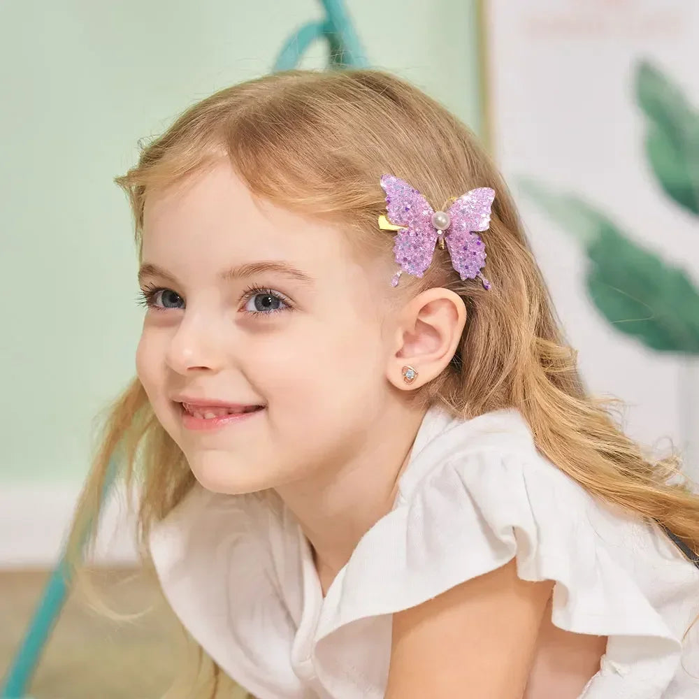 6Pcs Colorful Butterfly Hairpins Girl Hair Clips Barrettes Women Sweet Hair Ornament Rainbow Headwear Fashion Hair Accessories