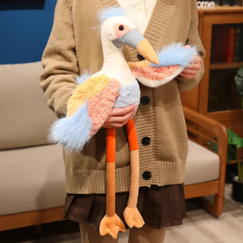 Wholesale Fantastic Crowned Crane Doll Stuffed Plush Balearica Big Bird Cartoon Long Legs Animal Toy Colorful Plushie Gift
