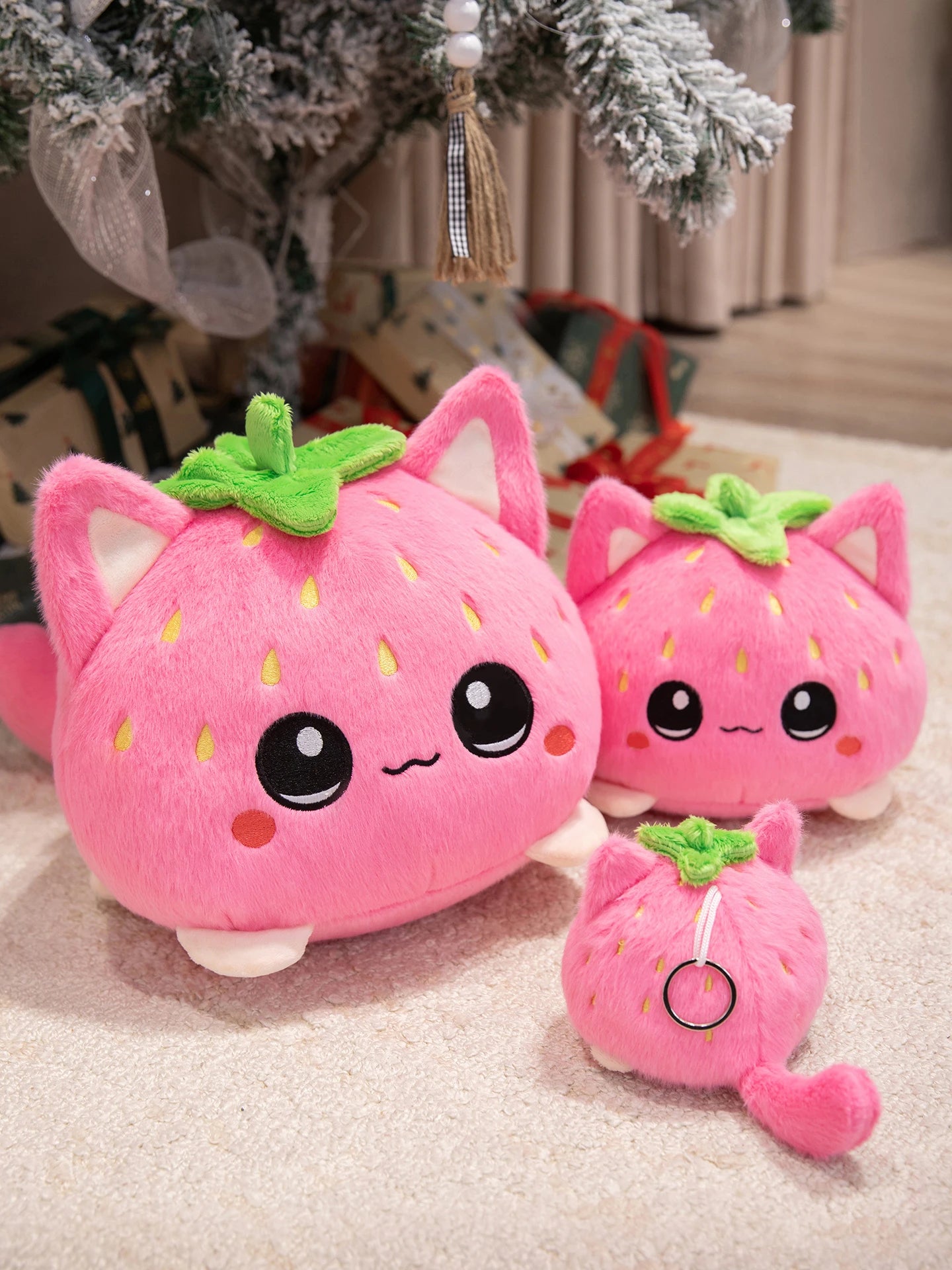 Cute Plush Dolls With Strawberry Cat Stuffed Soft Toys Cushion Sofa Pillow Birthday Gift Room Decor Children's Friends Birthday