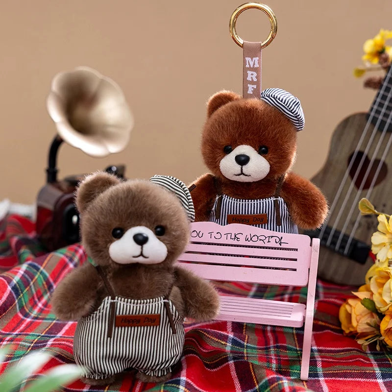 10cm New Kawaii Little Bears Pendant Plush Toy Stuffed Soft Animal Cartoon Bear Backpack School Bag Keychain Decor for Kids Gift