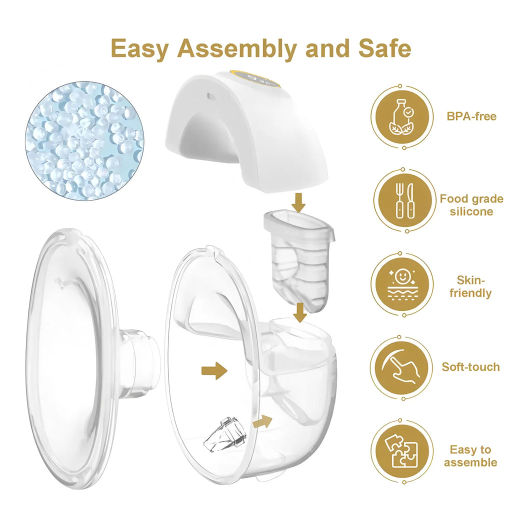 Portable Wearable Breast Pump Hands Free Electric Breast Pump with LED Screen for Breastfeeding 3 Modes 9Suction Level Low Noise