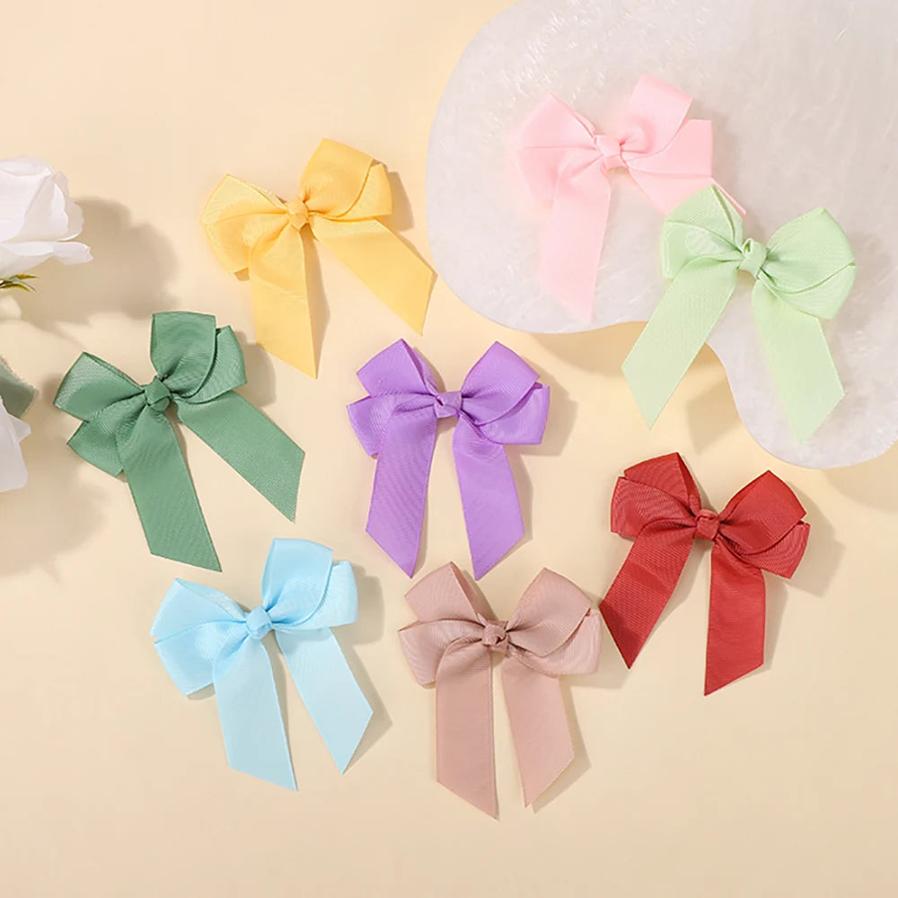 30Pcs/lot Boutique Ribbon Tassel Bow Hair Clip Set Colorful Cheer Bow Hairgripes Girls Lovely Headdress Gift