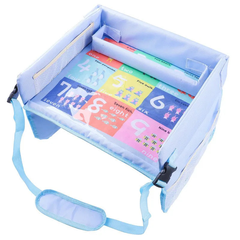 Foldable Car Tray Organizer For Kids Travel With Cup Holder And Snack Pockets Model X1