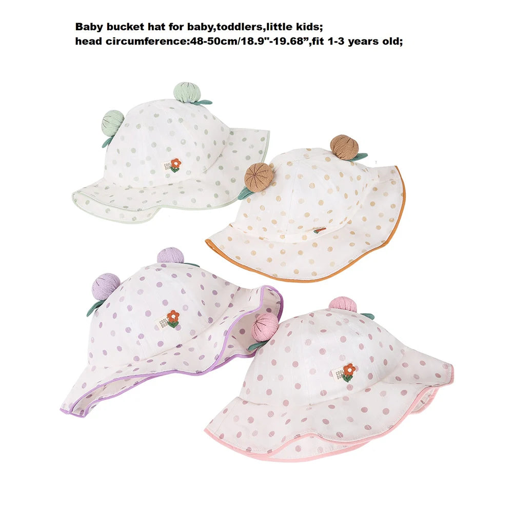 Panama Summer Baby Sun Hat for Girls Fashion Ball Hat Cute Dot Big Brim Toddler Bucket Hats Baby Beach Sun Hat Kids Sun Cap