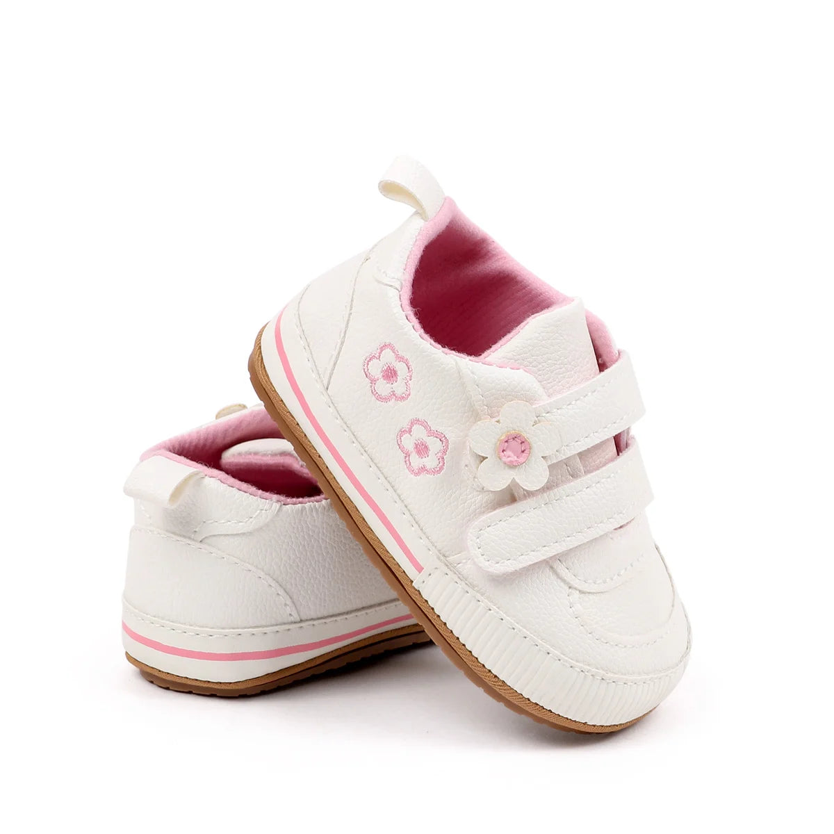 Spring and Autumn New Style Boys' and Girls' Baby Shoes Flower Pattern PU Casual Shoes 0-1 Years Old Learning Walkers Shoes