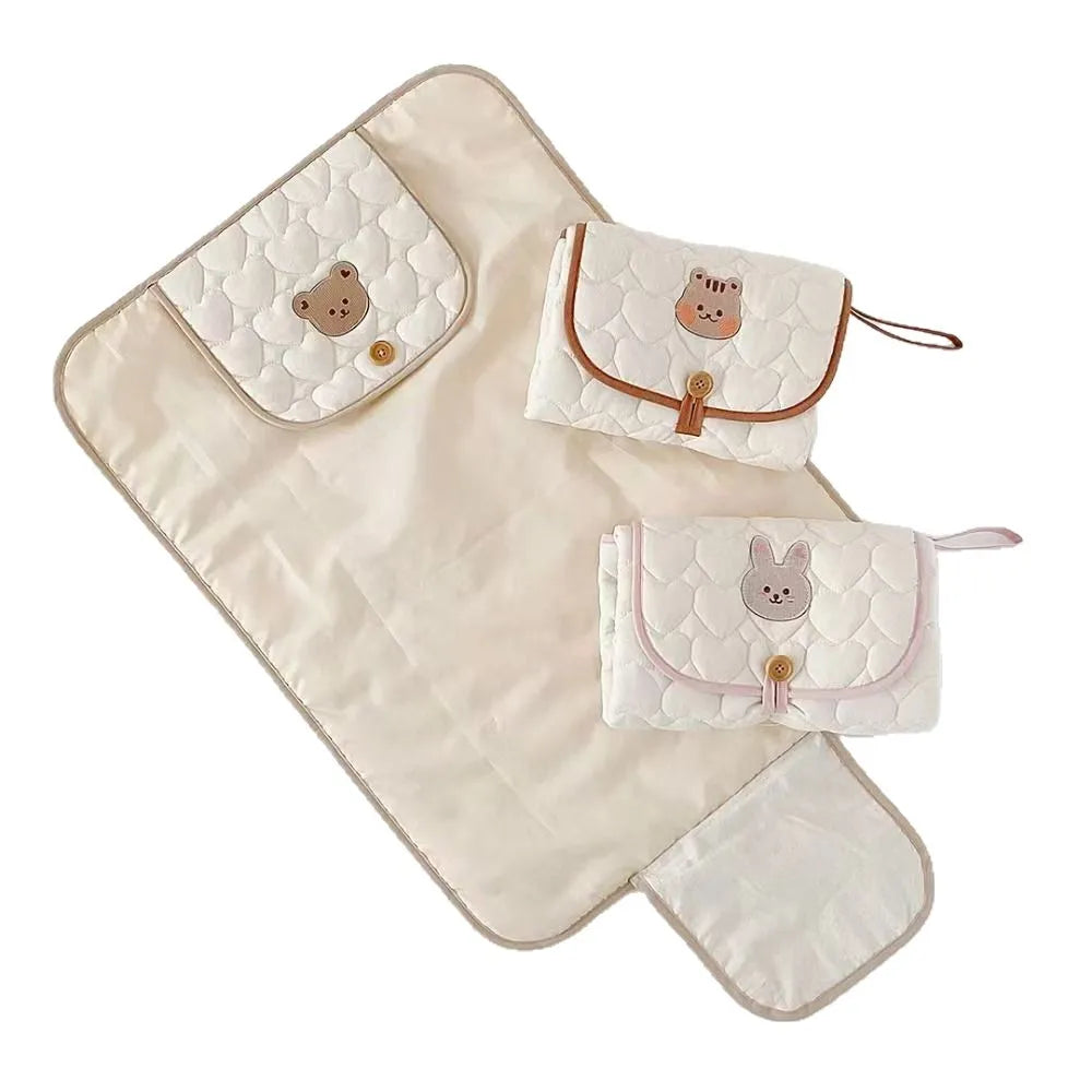 Korean ins baby portable urine pad bag multi-functional cute embroidery diaper changing diaper pad diaper changing pad