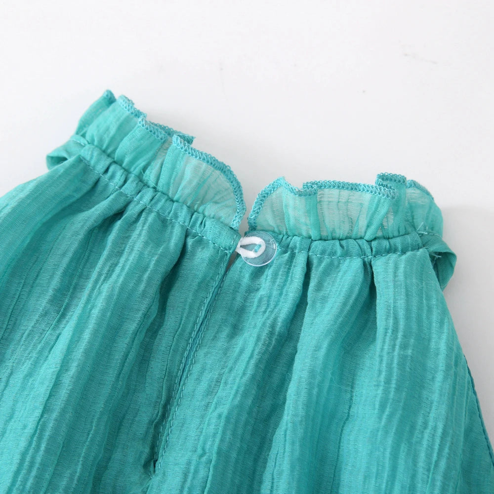 Humor Bear Summer Girl's Dress Solid color retro-style halter sleeveless Fashion Princess Dress Casual Dresses For Girls