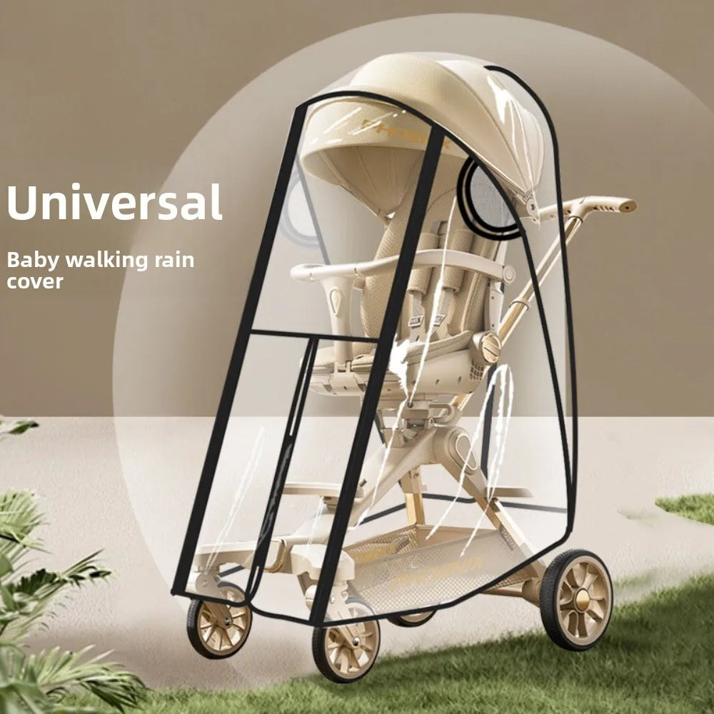 Transparent Baby Strollers Rainproof Cover Windproof Waterproof Baby Pram Rain Cover Travel Nobstructed View Pushchair Raincoat