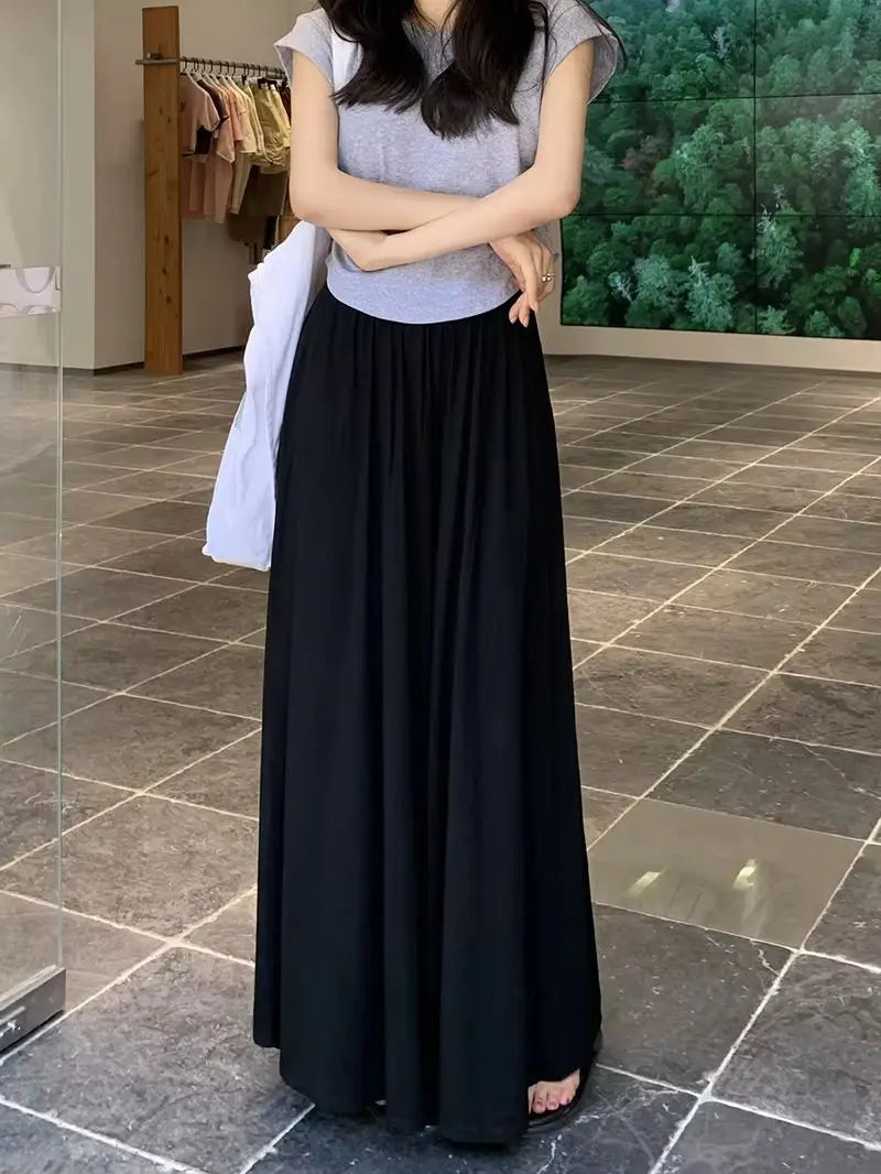 Korean Style Summer Pregnancy Belly Trousers Thin High Waist Wide Leg Floor-length Fashion Maternity Modal Pants Casual Trousers