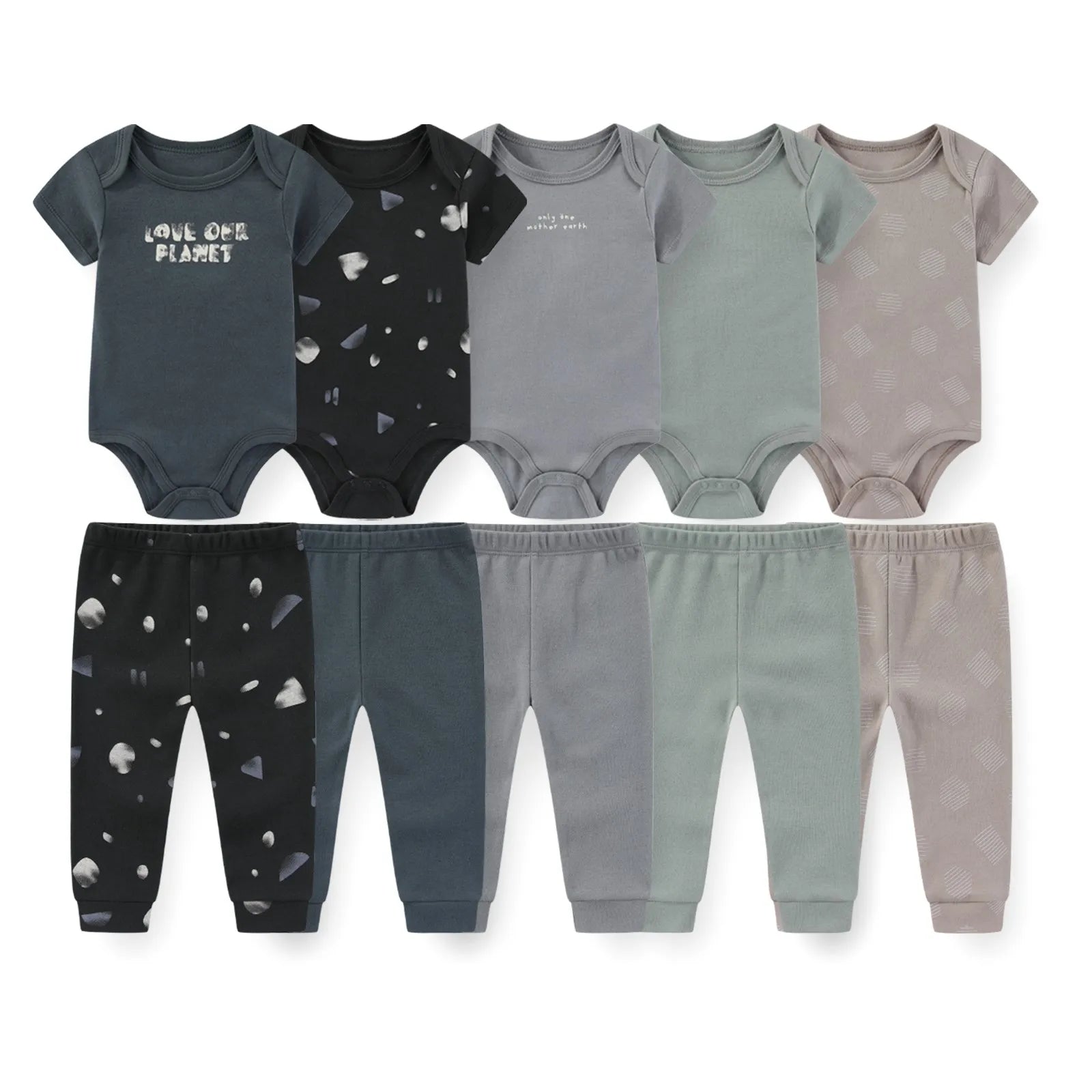 Kiddiezoom Baby Clothing Set Four Seasons Fashion Newborn Bodysuits and Pants 10 Pcs Lot