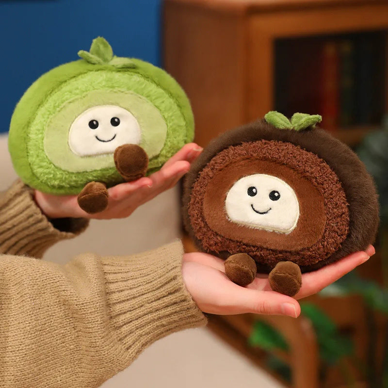 New Kawaii Smile Swiss Roll Plush Toys Soft Stuffed Cartoon Dessert Doll Delicate Mini Desktop Decor Lovely Gift To Girlfriend